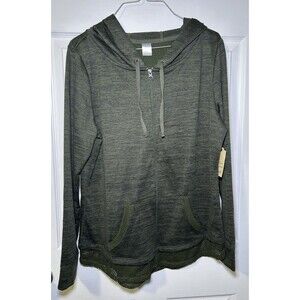 St. John’s Bay Women Long Sleeve Mesh Accent Hooded Full Zip Up Size Medium NWT
